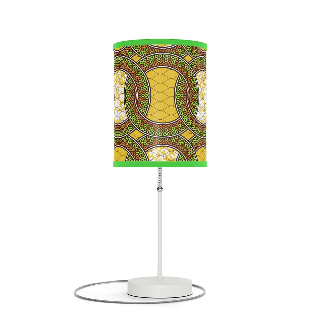 Dark Olive Green Lamp on a Stand  with African Ankara prints in vibrant colors US|CA plug Home Decor Sumbu_African_Prints_and_Designs