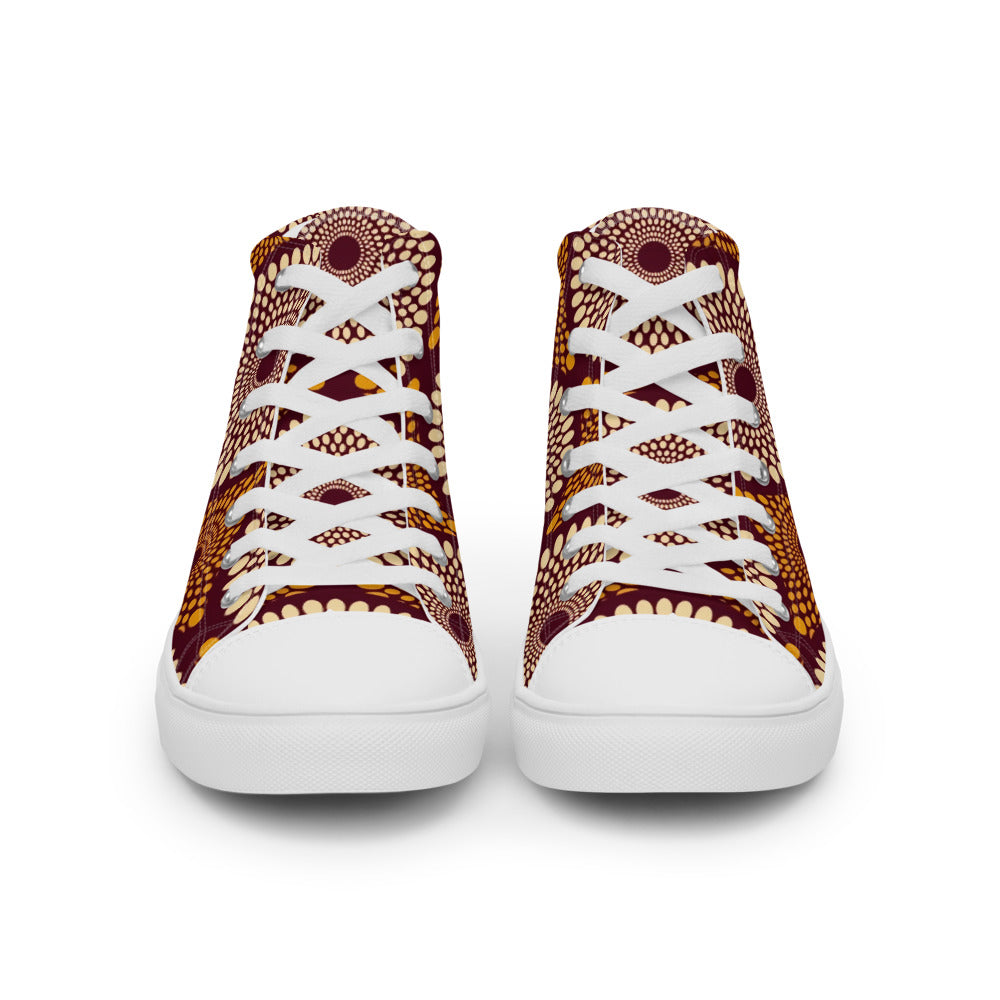 Light Gray Men’s high top canvas shoes With African prints, patterns and designs Sumbu_African_Prints_and_Designs