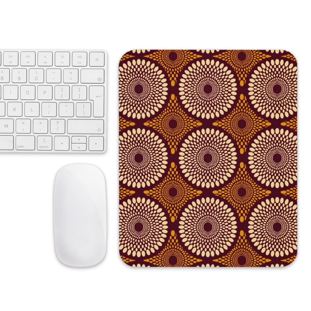 Dark Red Mouse pad with African prints, designs and patterns Sumbu_African_Prints_and_Designs