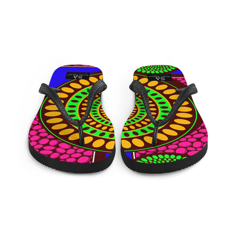 Dark Slate Gray Flip-Flops with African Ankara prints in vibrant colors Sumbu_African_Prints_and_Designs