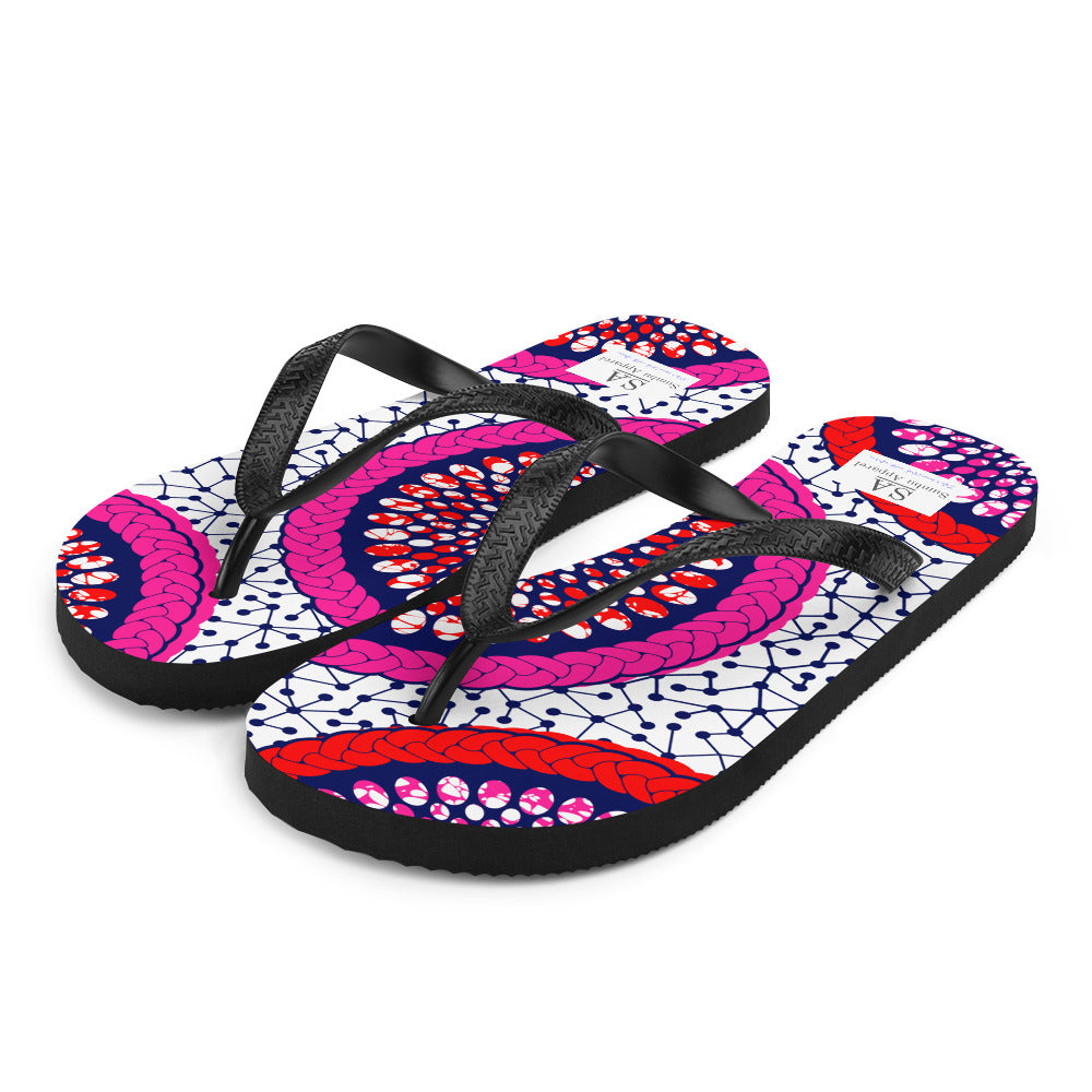 Light Gray Flip-Flops with African Ankara prints in vibrant colors Sumbu_African_Prints_and_Designs