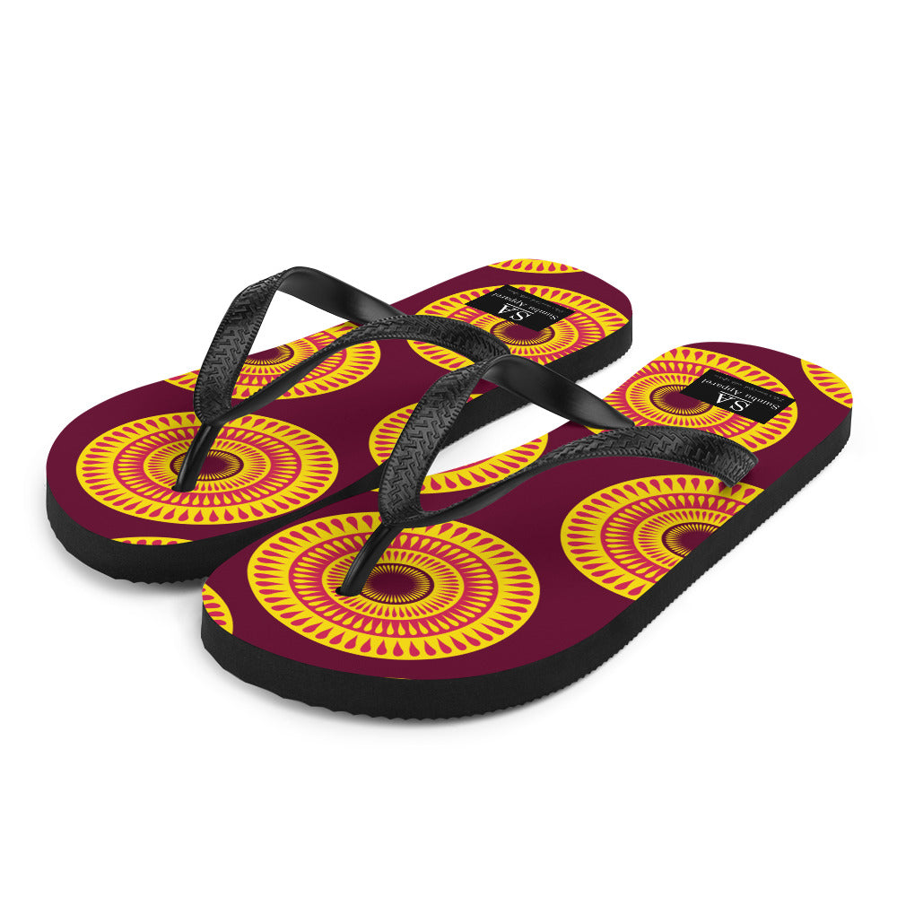 Sandy Brown Flip-Flops with African Ankara prints in vibrant colors Sumbu_African_Prints_and_Designs