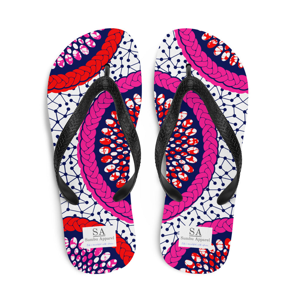 Light Gray Flip-Flops with African Ankara prints in vibrant colors Sumbu_African_Prints_and_Designs