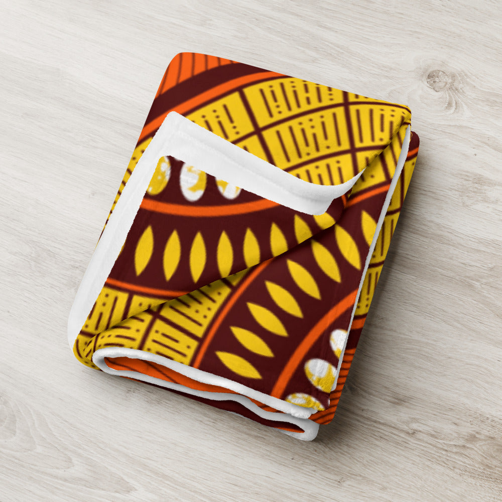 Light Gray Throw Blanket with African prints, designs and patterns Sumbu_African_Prints_and_Designs