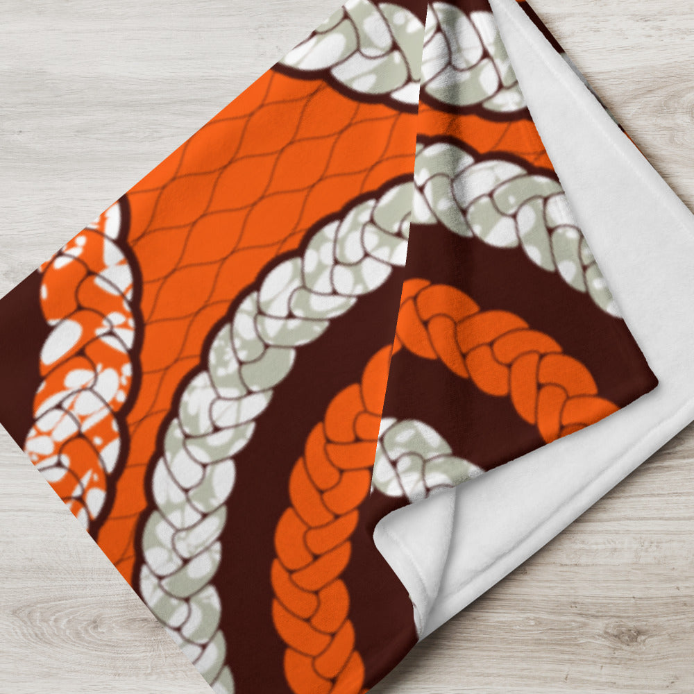 Saddle Brown Throw Blanket with African prints, designs and patterns Sumbu_African_Prints_and_Designs