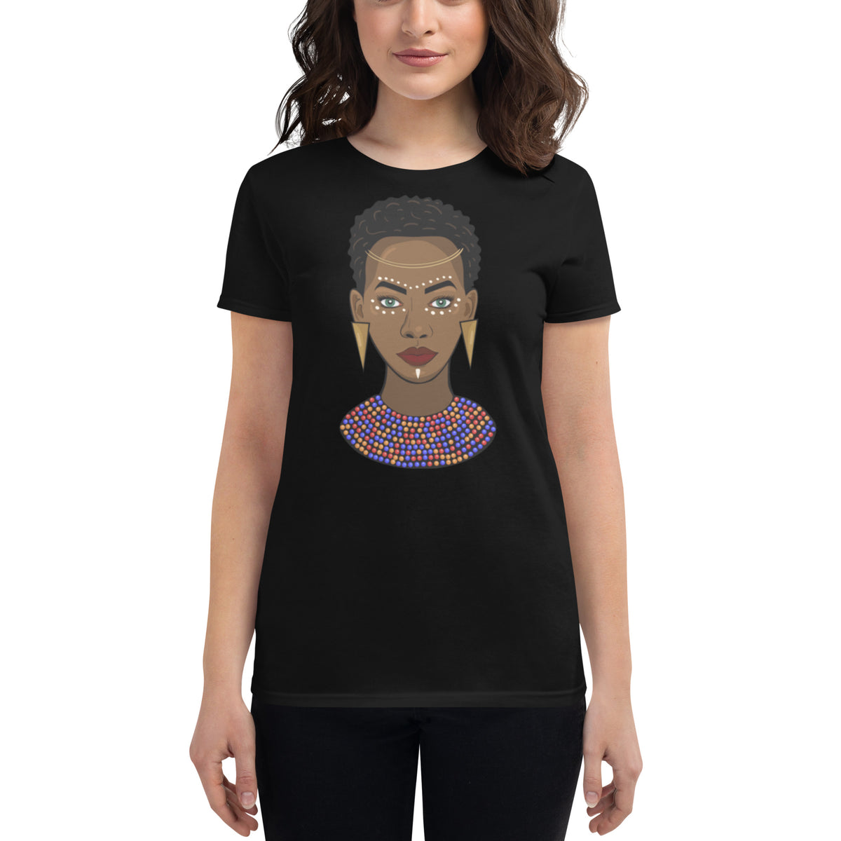 Rosy Brown Women's Fashion Fit t-shirt Queen Nefertiti Edition Sumbu_African_Prints_and_Designs