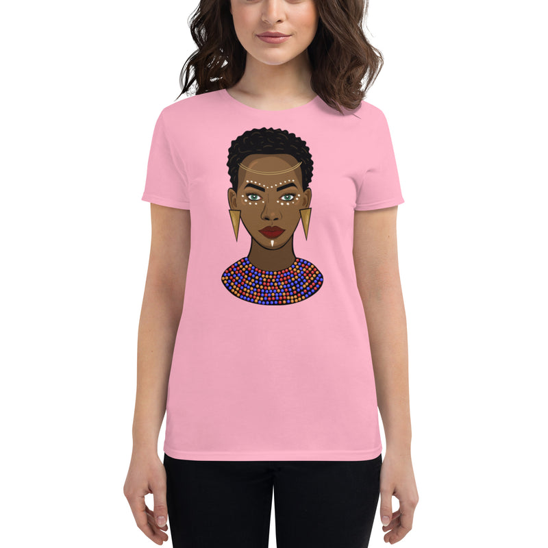 Tan Women's Fashion Fit t-shirt Queen Nefertiti Edition Sumbu_African_Prints_and_Designs