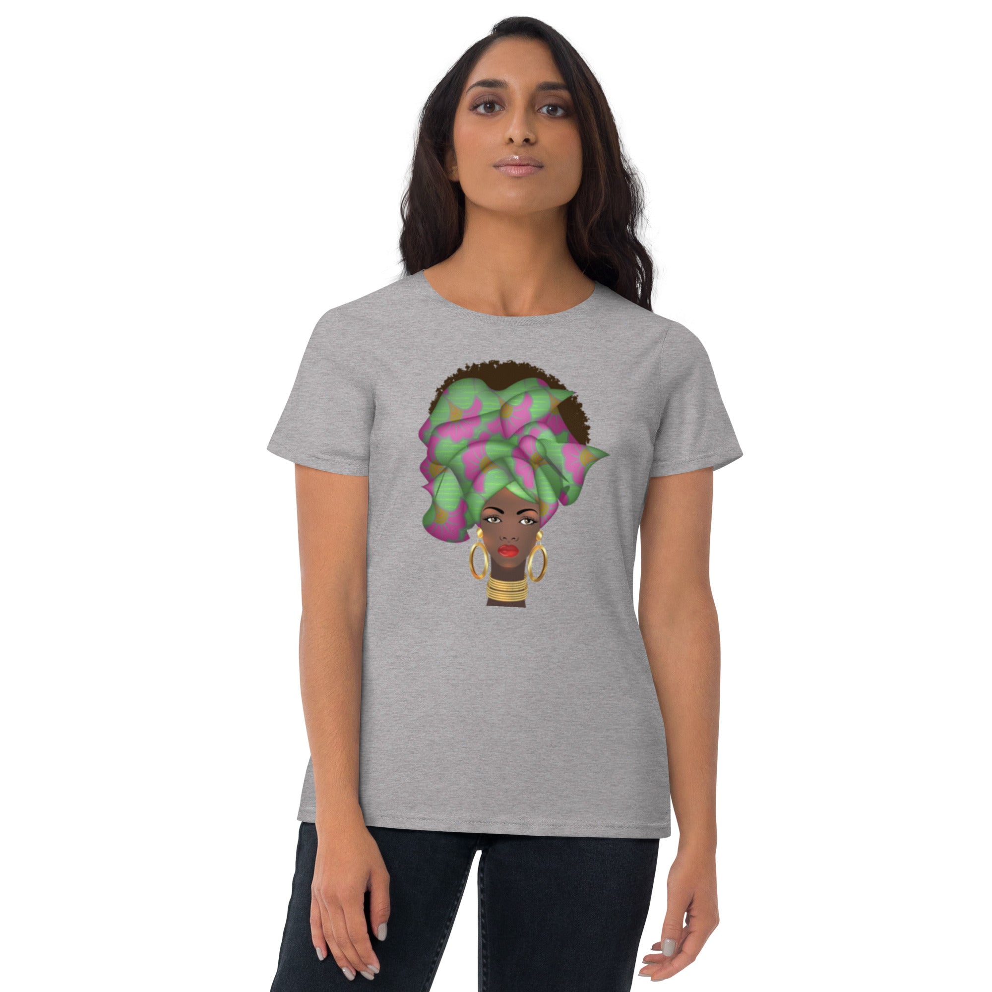 Rosy Brown Women's short sleeve t-shirt Queen Nefertiti Edition Sumbu_African_Prints_and_Designs