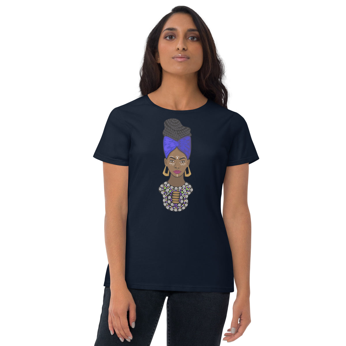 Rosy Brown Women's Fashion Fit t-shirt Queen Nefertiti Edition Sumbu_African_Prints_and_Designs
