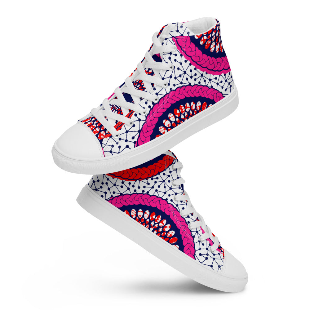 Light Gray Women’s high top canvas shoes with African prints and patterns Sumbu_African_Prints_and_Designs